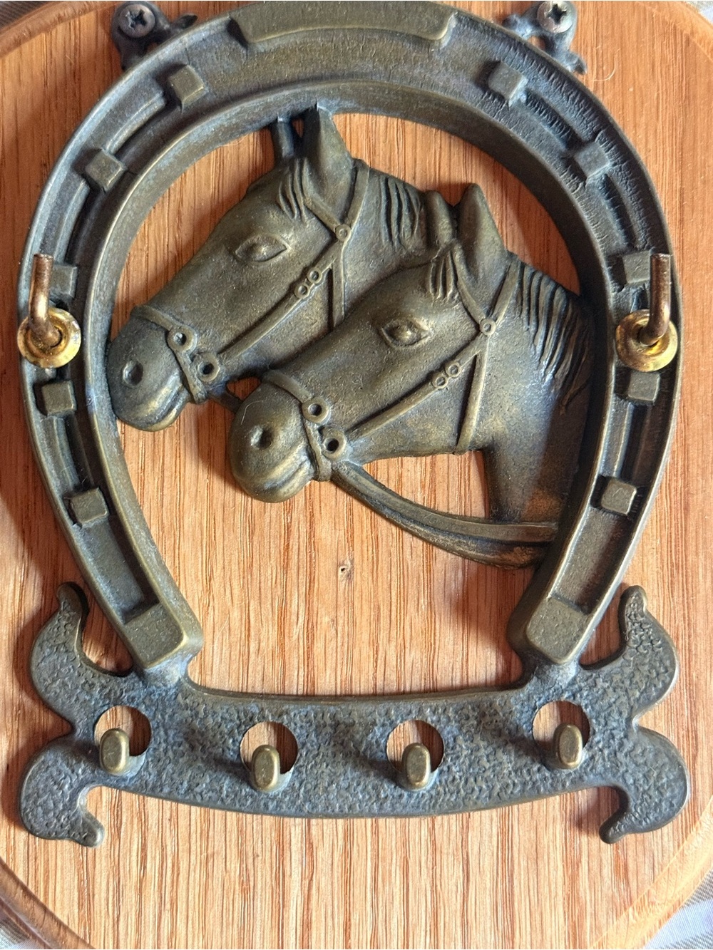 Vintage Brass Horseshoe Wall Hook Rack